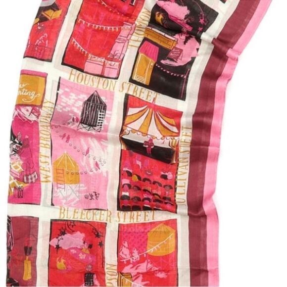 kate spade Pink Multi Holiday Rooftops Oblong Fringe Hem Scarf - Picture 3 of 13